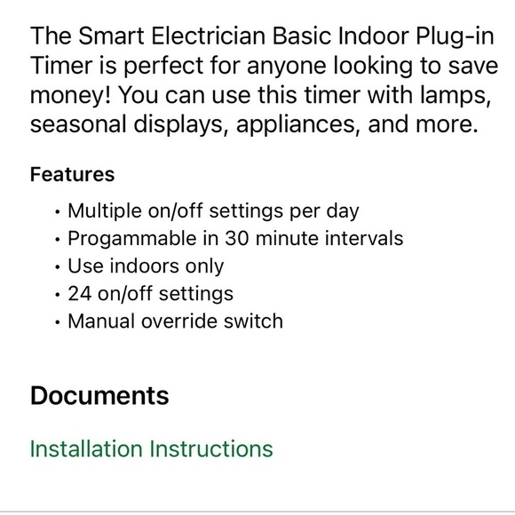 Smart Electrician 24 Hour Indoor Timer Lights Plug In - Picture 5 of 5